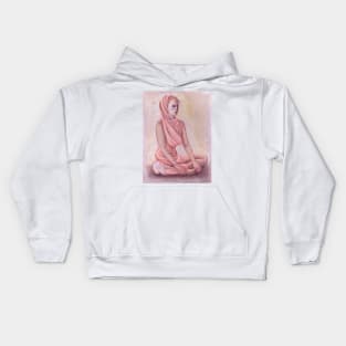 Meditating woman girl, buddhism, zen, yoga Kids Hoodie